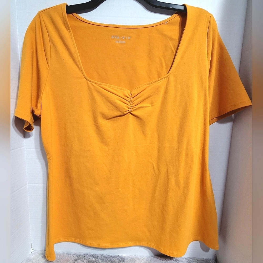 Ava & Viv Womens Short Sleeve Shirt, SZ 1X, Orange NWOT